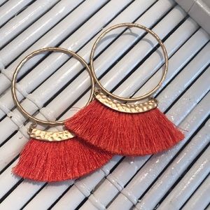 Fun orange tassel earrings